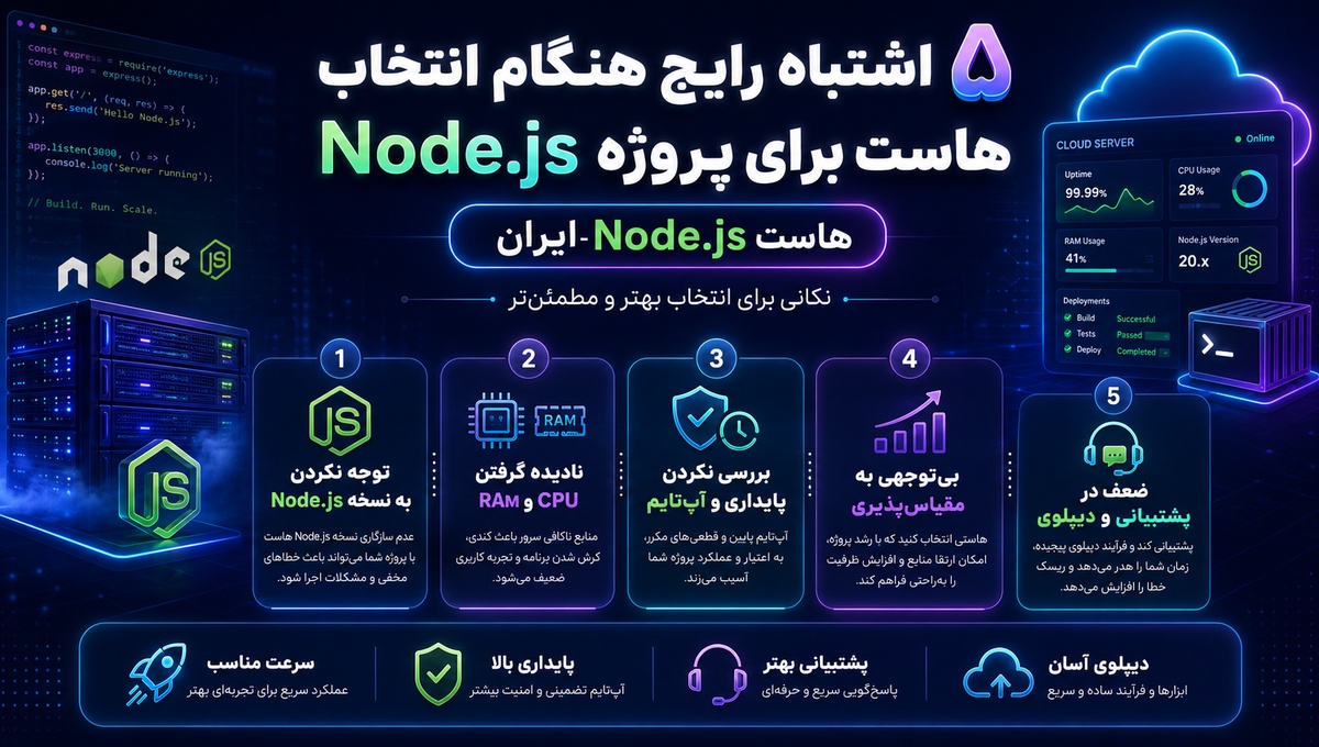 ۵ اشتباه رایج هنگام انتخاب هاست برای پروژه Node.js