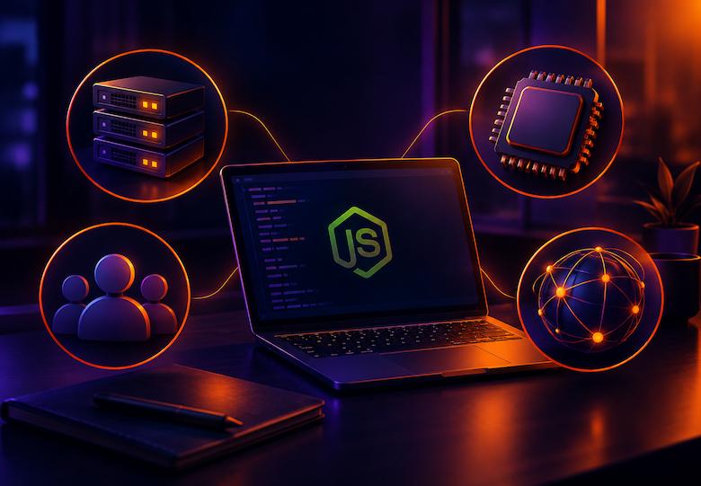 تصویری از منابع مورد نیاز هاست Node.js